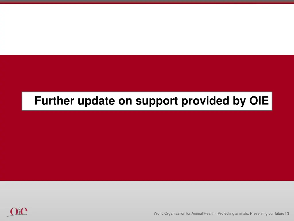 further update on support provided by oie