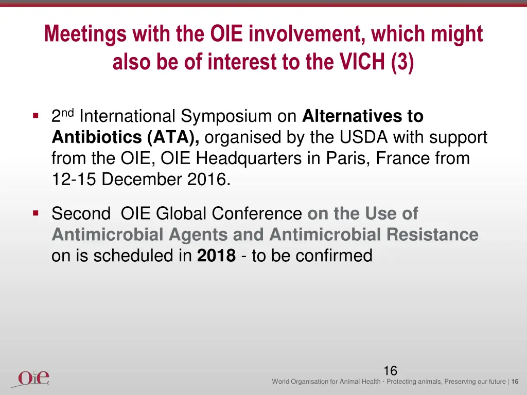 meetings with the oie involvement which might 3