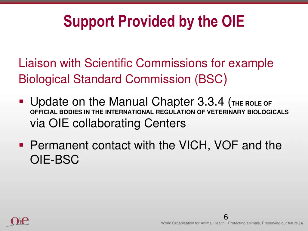 support provided by the oie 2