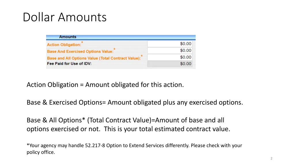 dollar amounts
