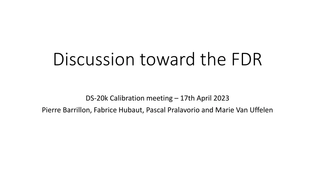 discussion toward the fdr
