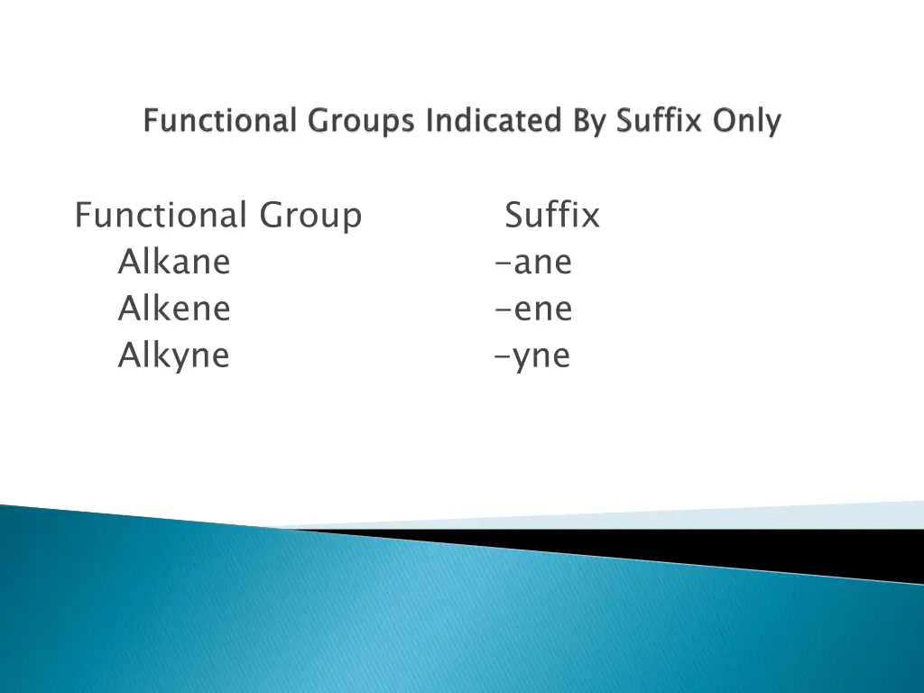 functional group suffix alkane ane alkene
