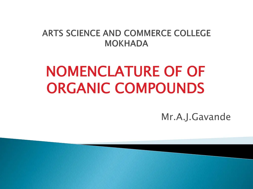 nomenclature of of organic compounds
