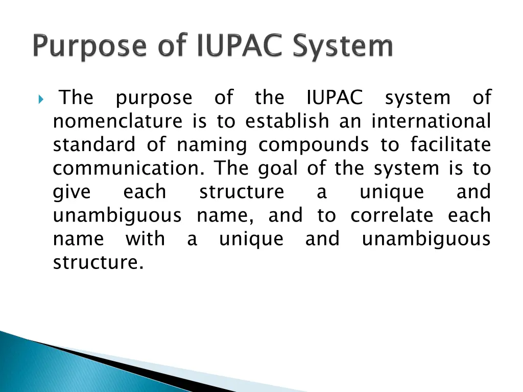 the nomenclature is to establish an international