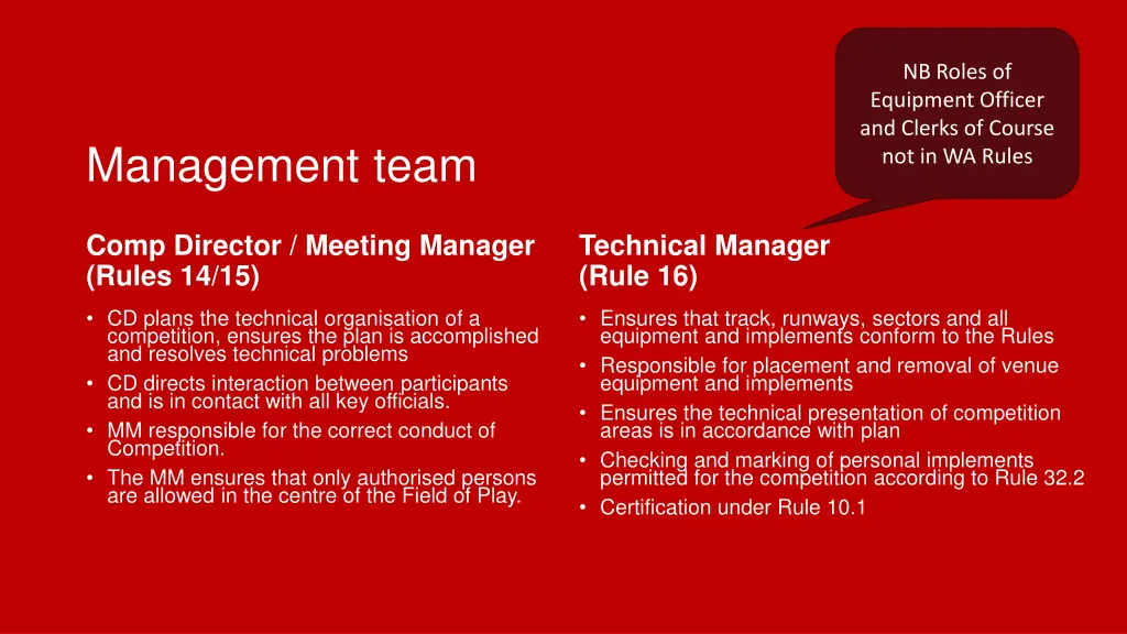 nb roles of equipment officer and clerks