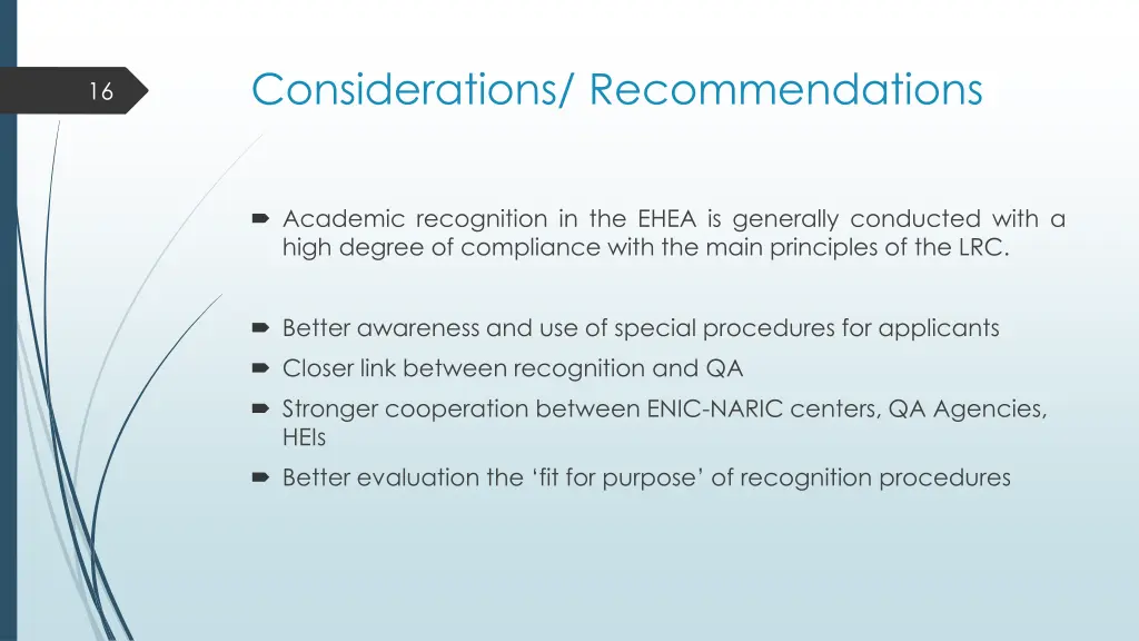 considerations recommendations