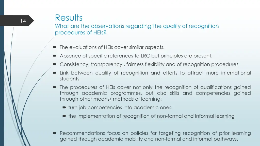 results what are the observations regarding