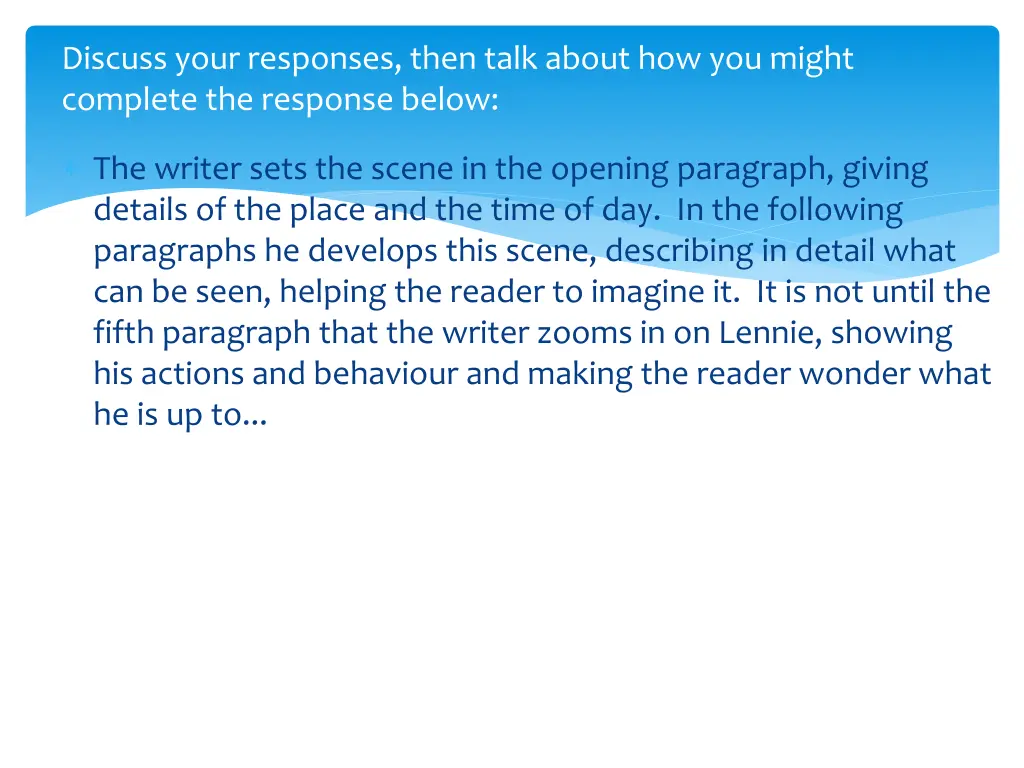 discuss your responses then talk about