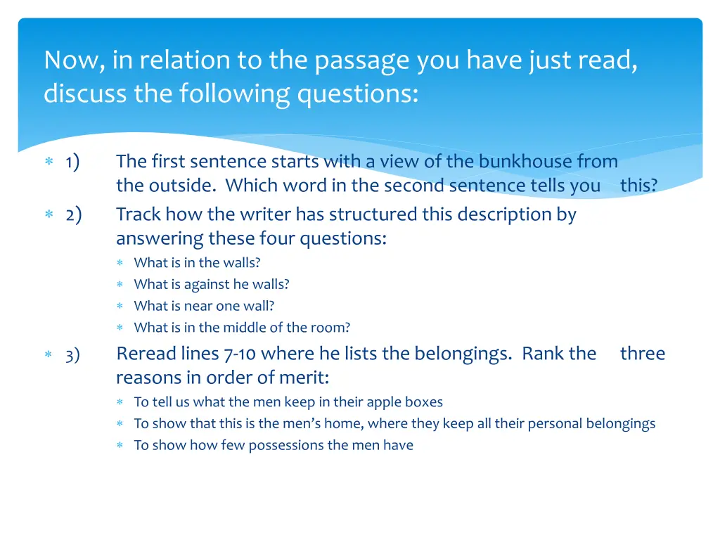 now in relation to the passage you have just read