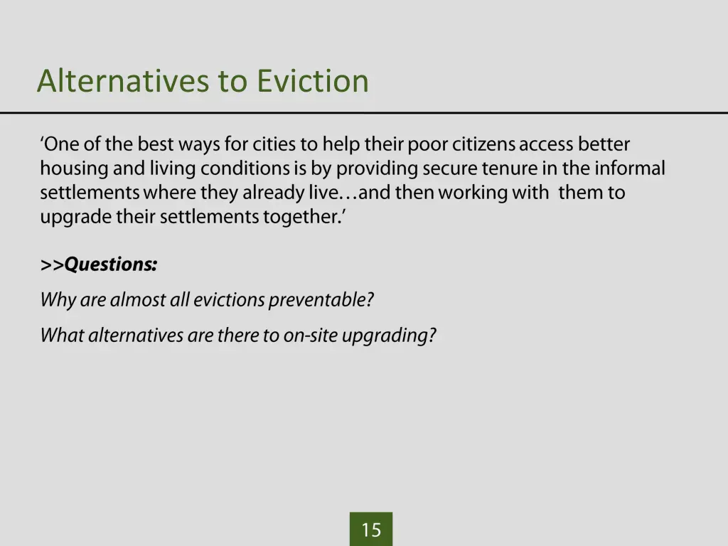 alternatives to eviction