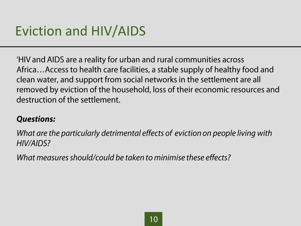 eviction and hiv aids