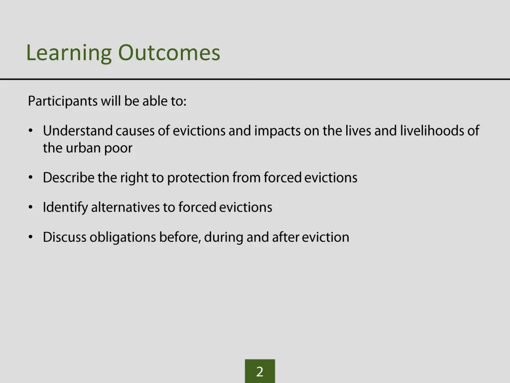 learning outcomes