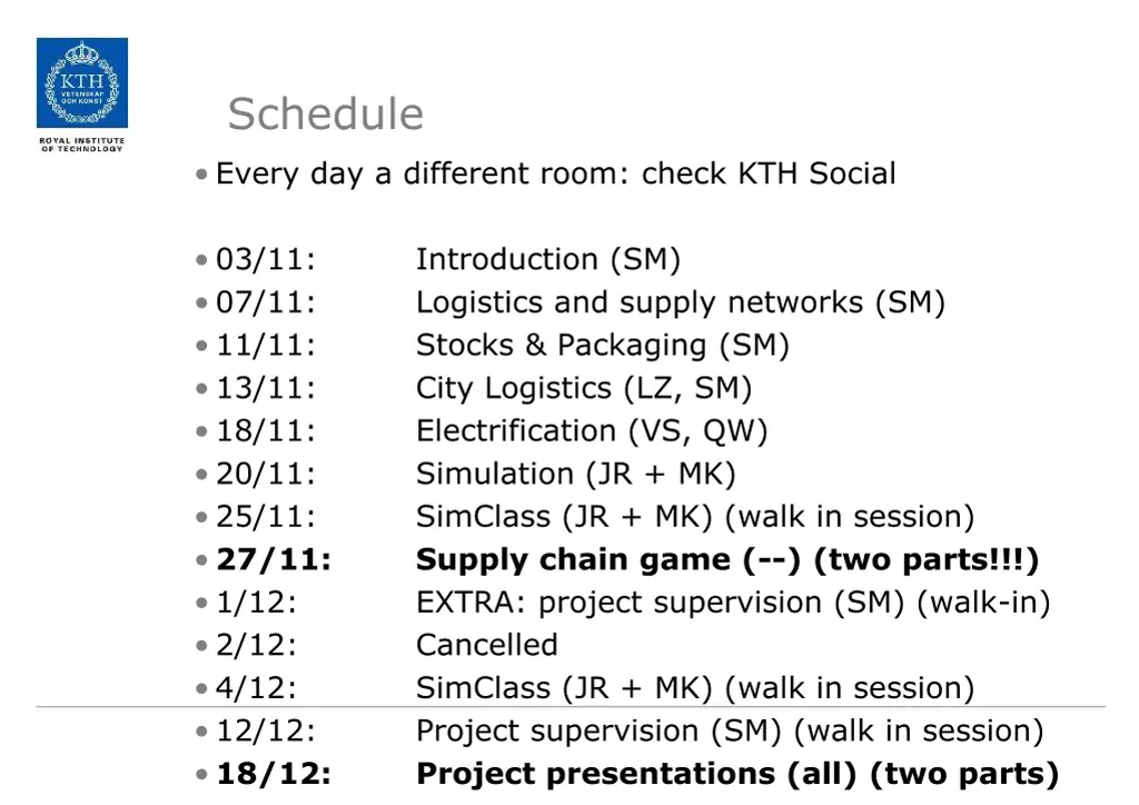 schedule