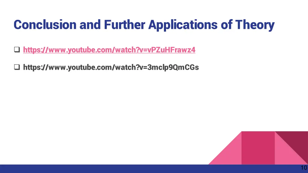 conclusion and further applications of theory