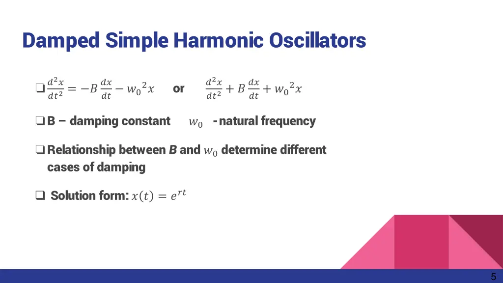 damped simple harmonic oscillators