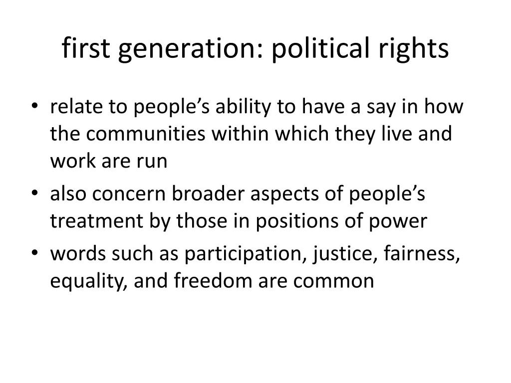 first generation political rights