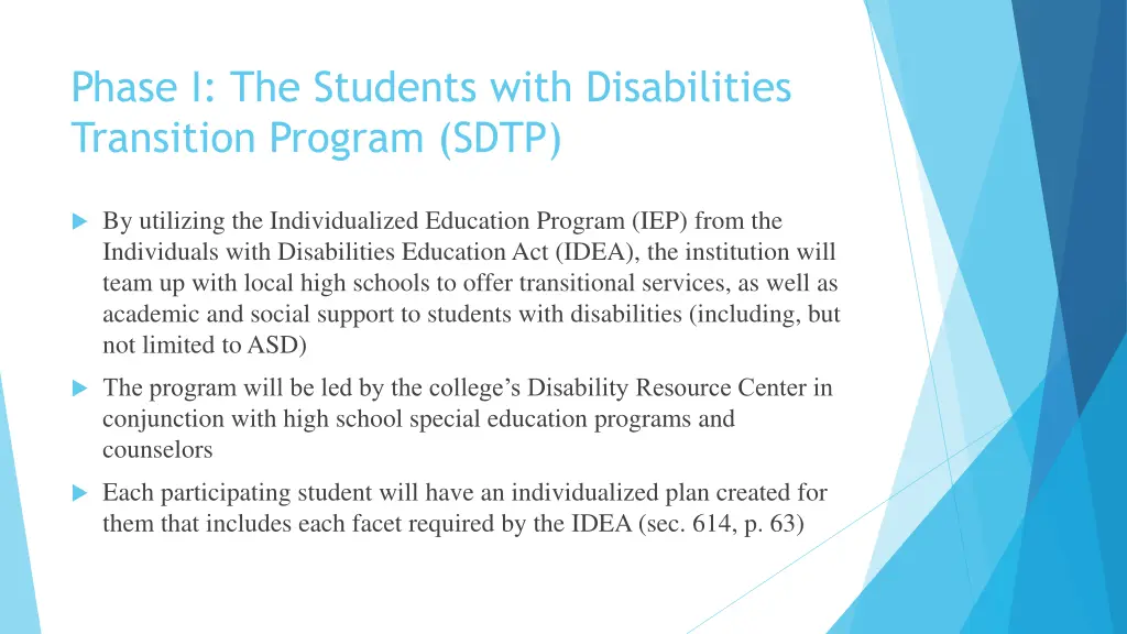 phase i the students with disabilities transition