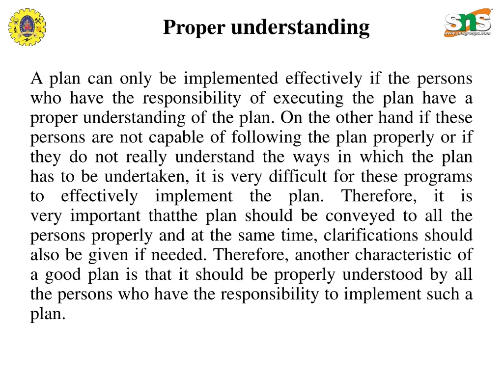 proper understanding