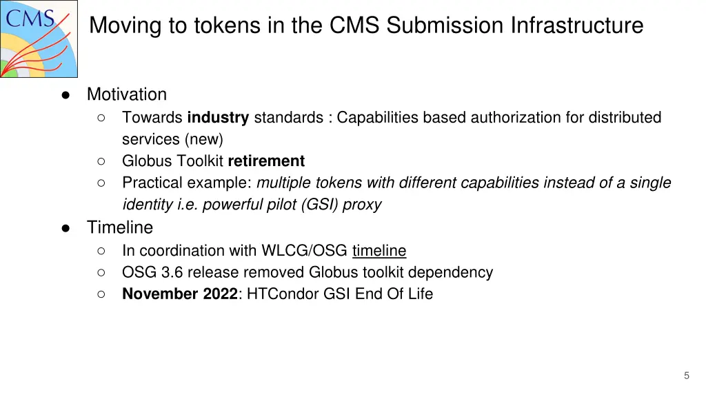 moving to tokens in the cms submission