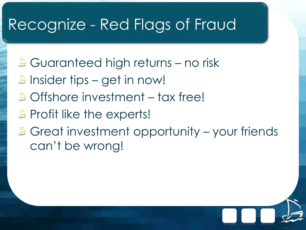 recognize red flags of fraud