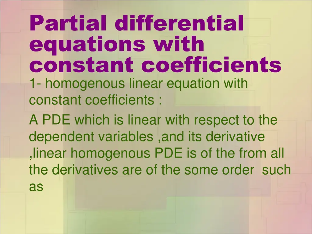partial differential equations with constant