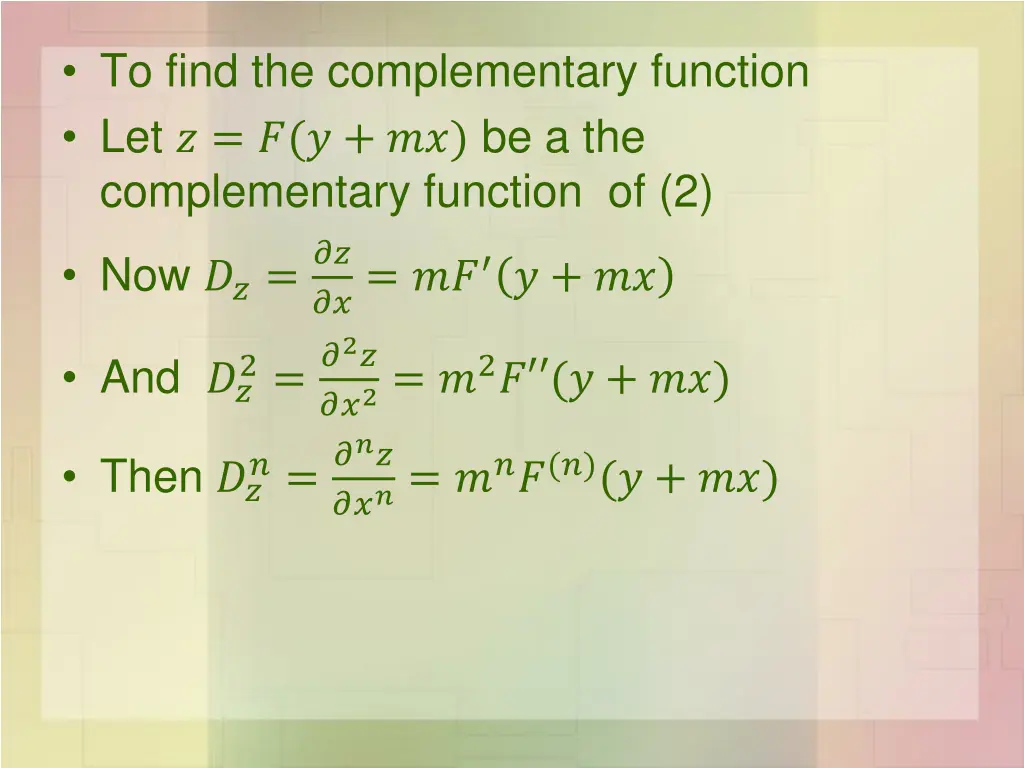 to find the complementary function
