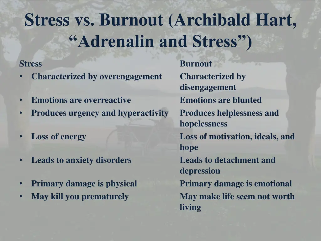 stress vs burnout archibald hart adrenalin