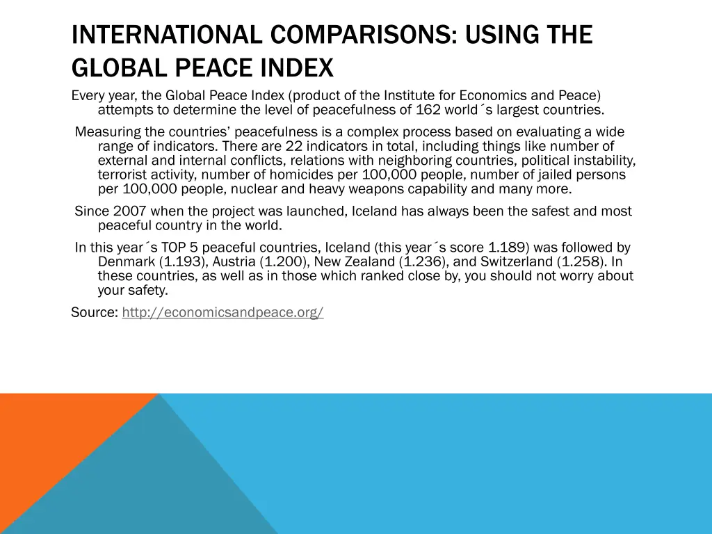 international comparisons using the global peace