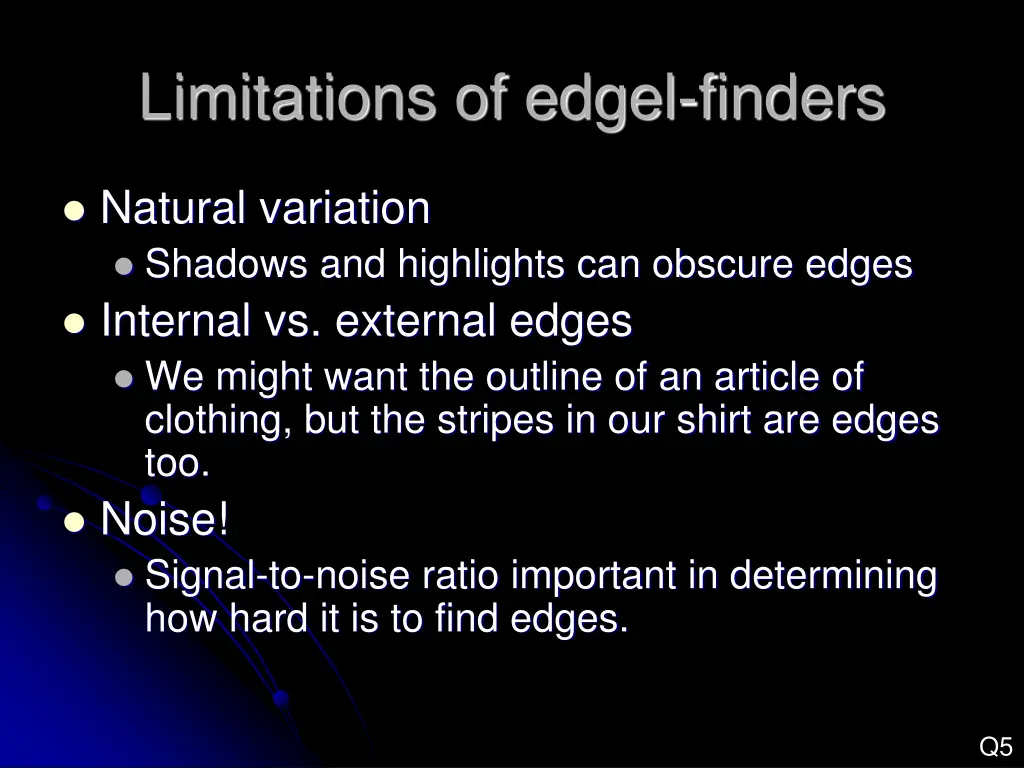 limitations of edgel finders