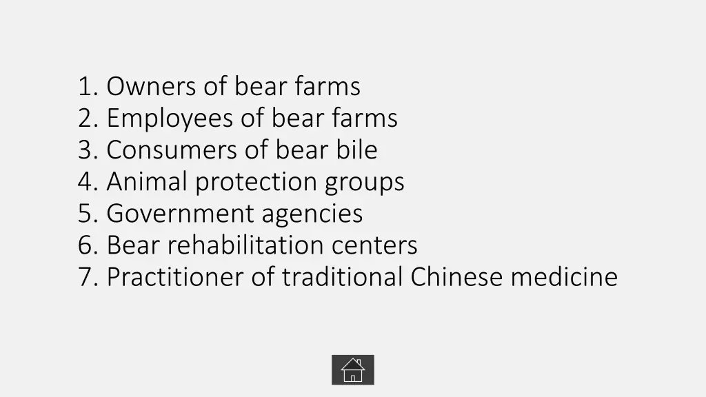 1 owners of bear farms 2 employees of bear farms