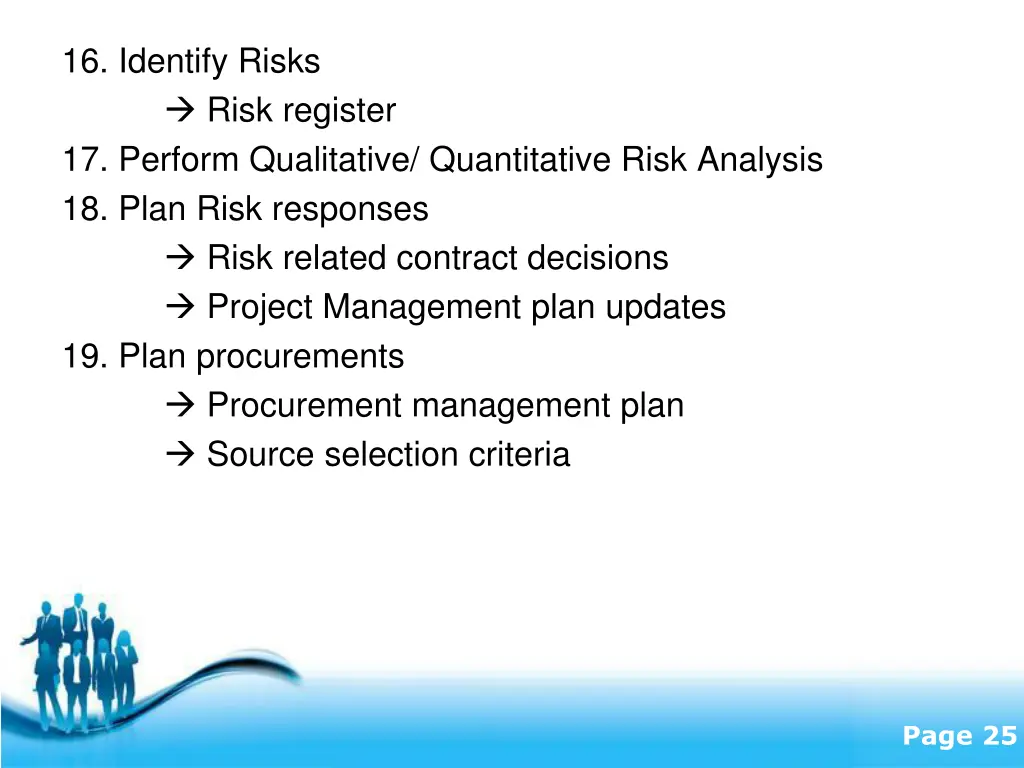 16 identify risks risk register 17 perform