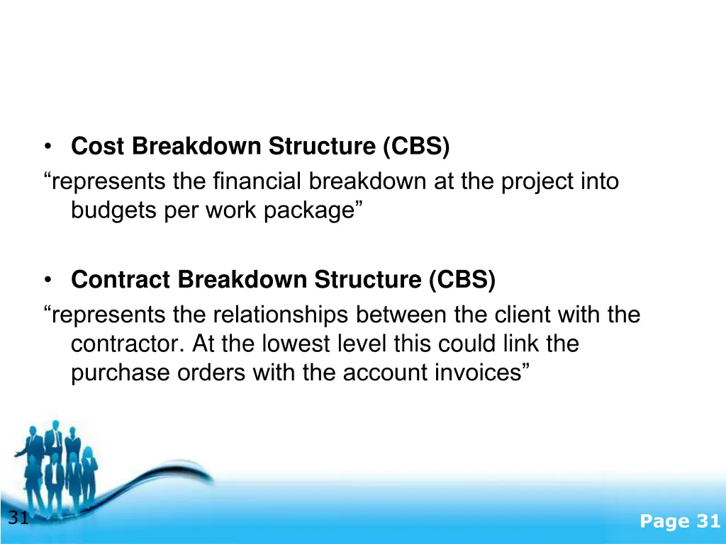 cost breakdown structure cbs represents