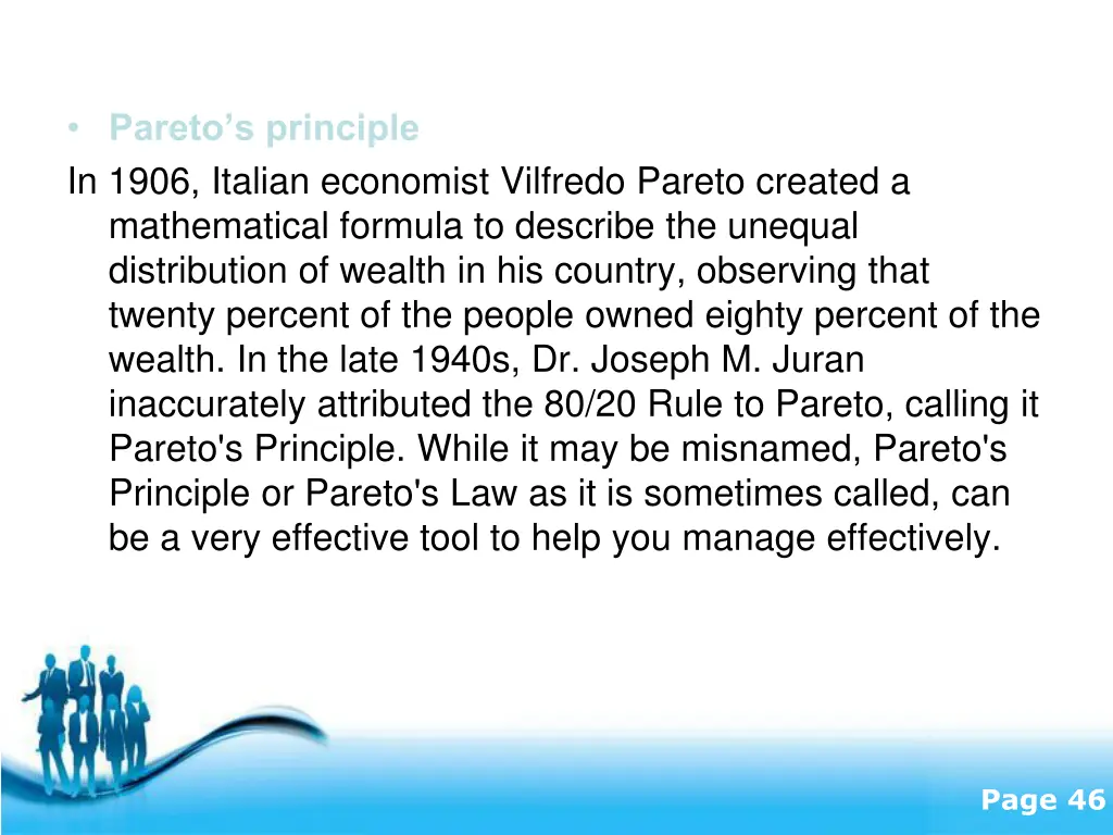 pareto s principle in 1906 italian economist