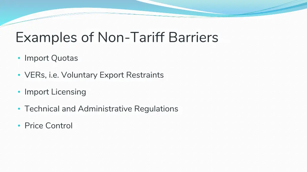 examples of non tariff barriers