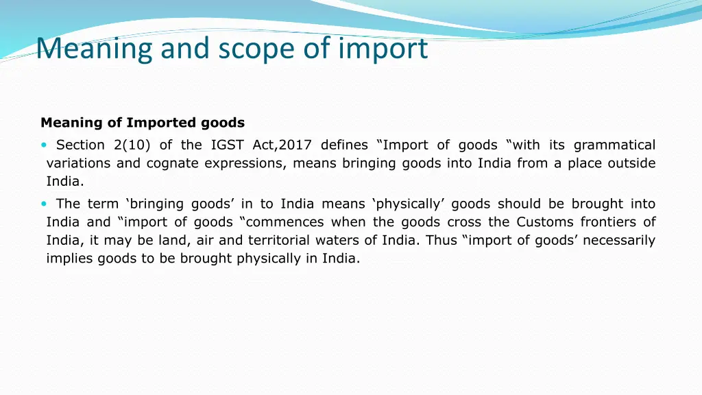 meaning and scope of import