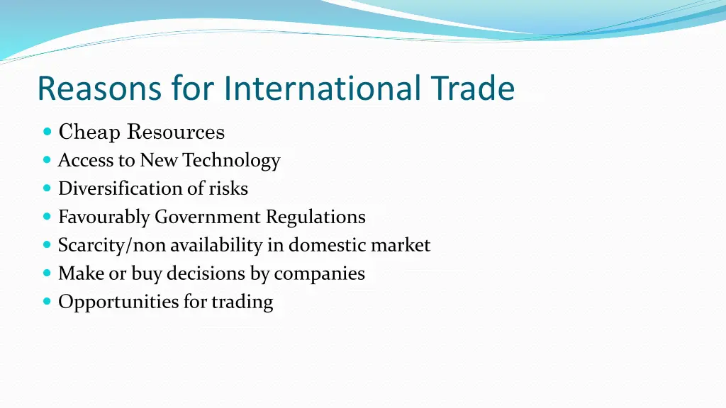 reasons for international trade cheap resources