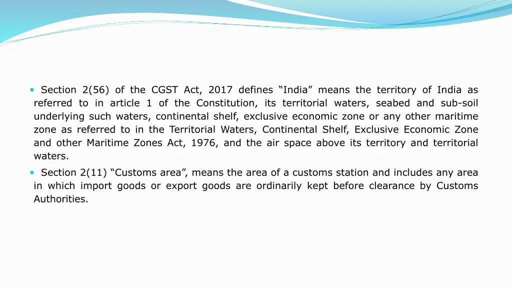 section 2 56 of the cgst act 2017 defines india