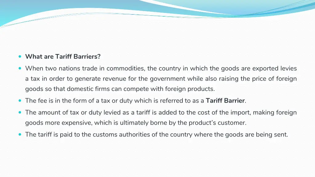 what are tariff barriers when two nations trade