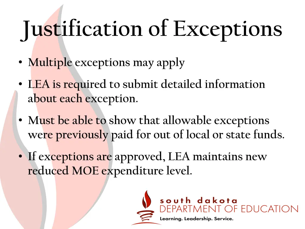 justification of exceptions