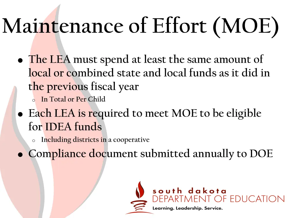 maintenance of effort moe 1