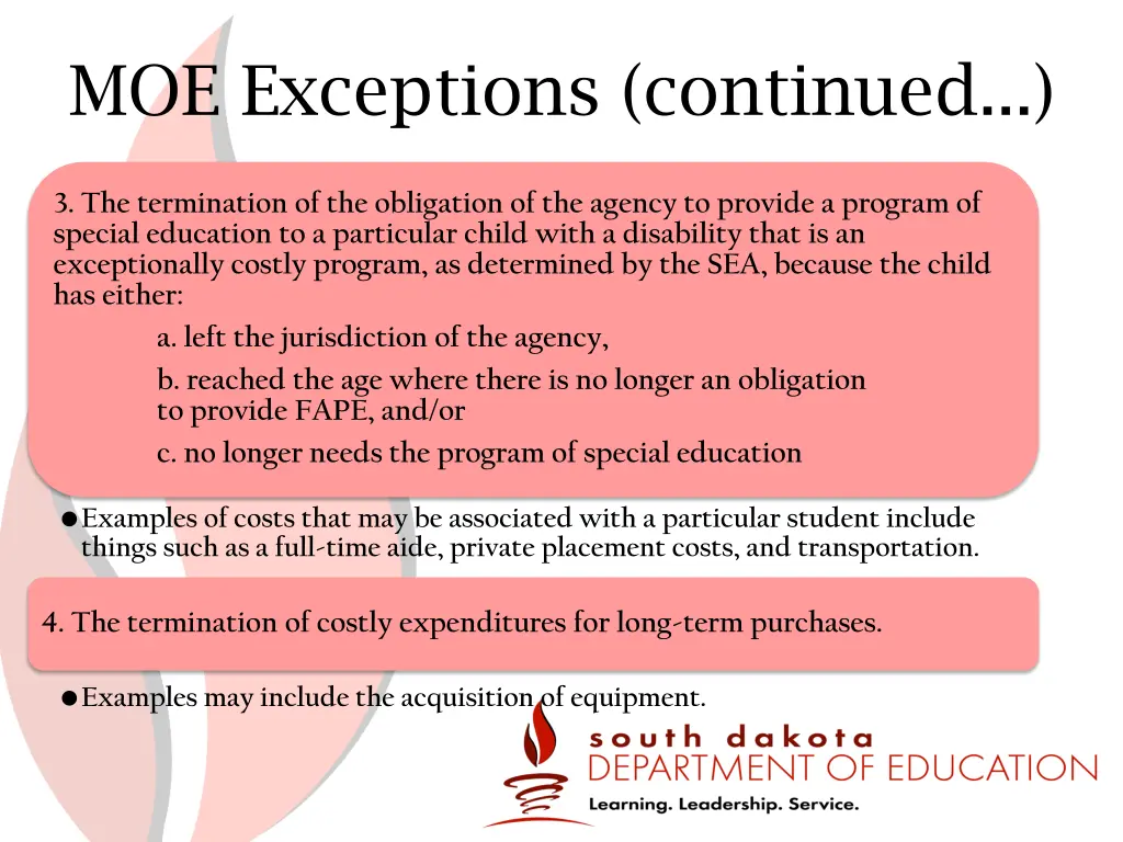 moe exceptions continued