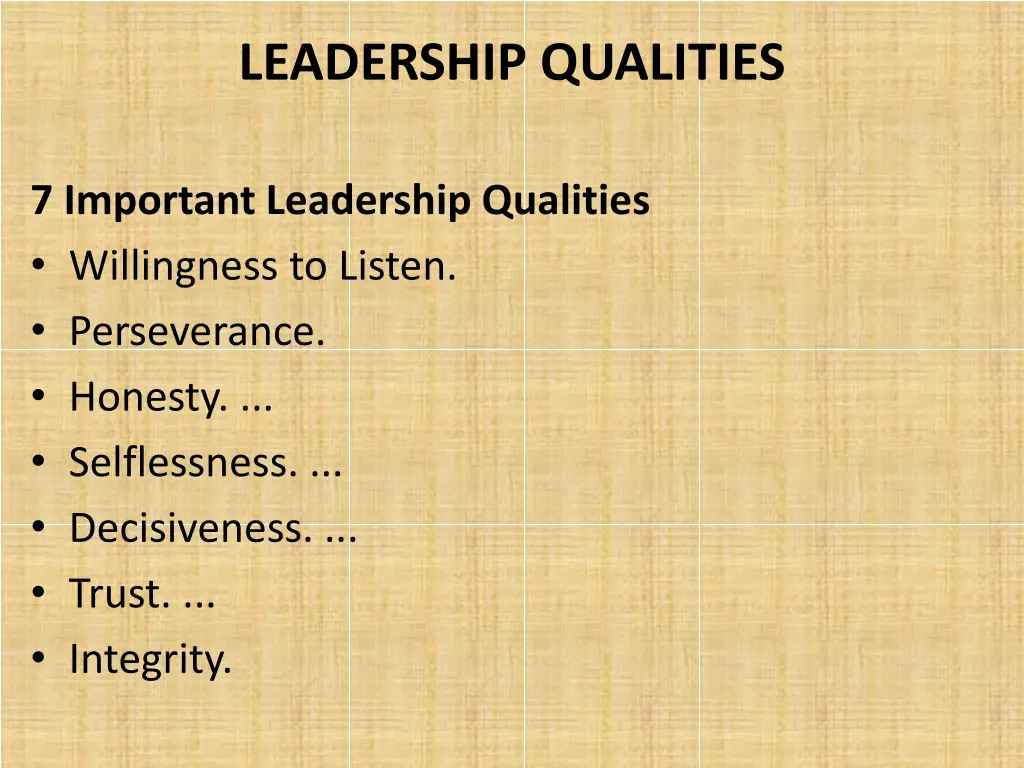 leadership qualities