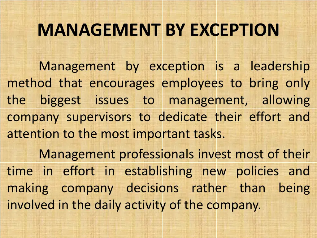 management by exception