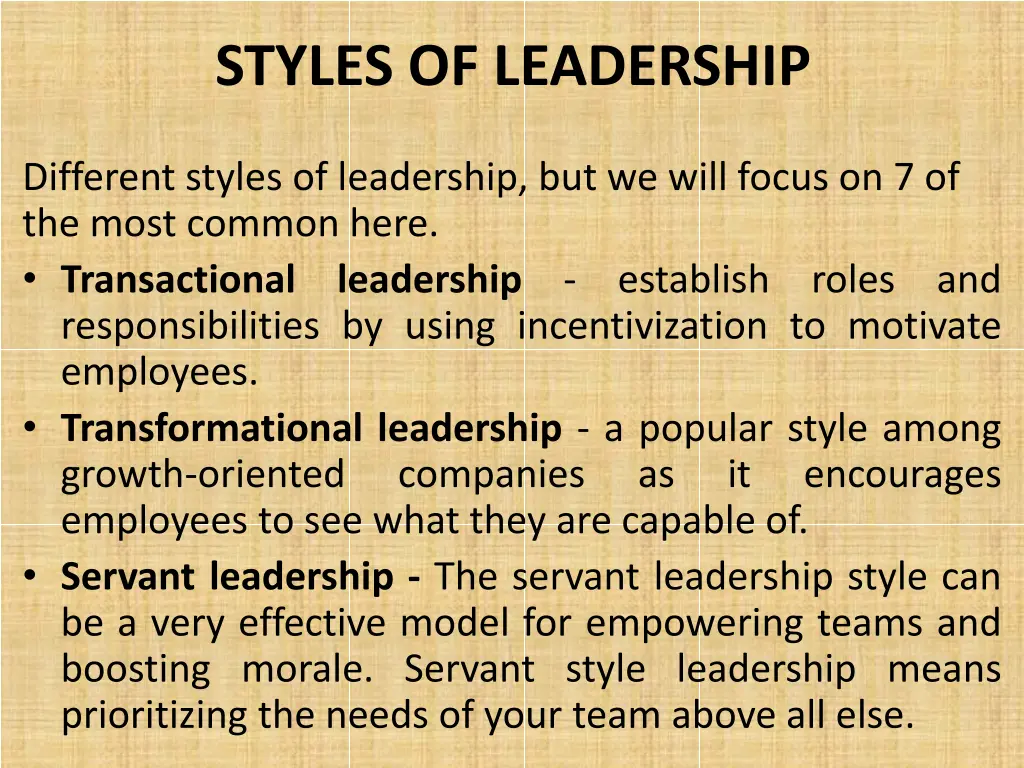 styles of leadership