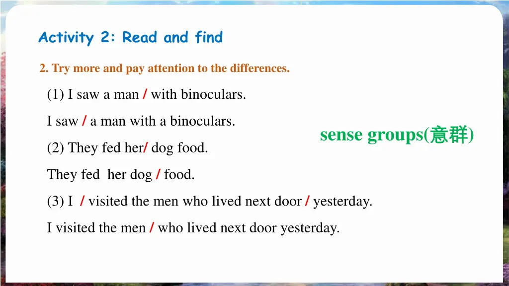 activity 2 read and find 1