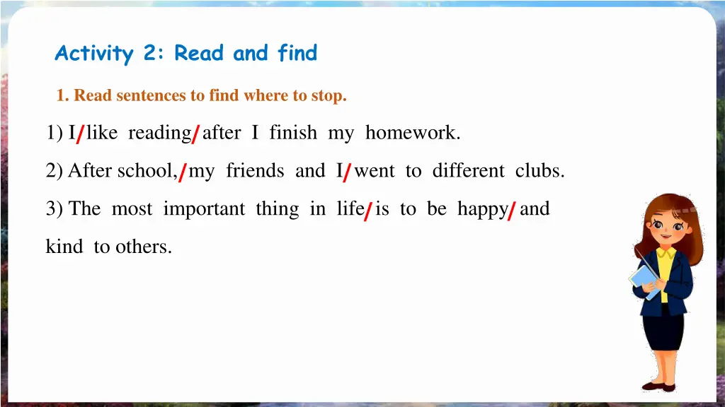 activity 2 read and find