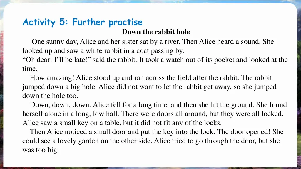 activity 5 further practise