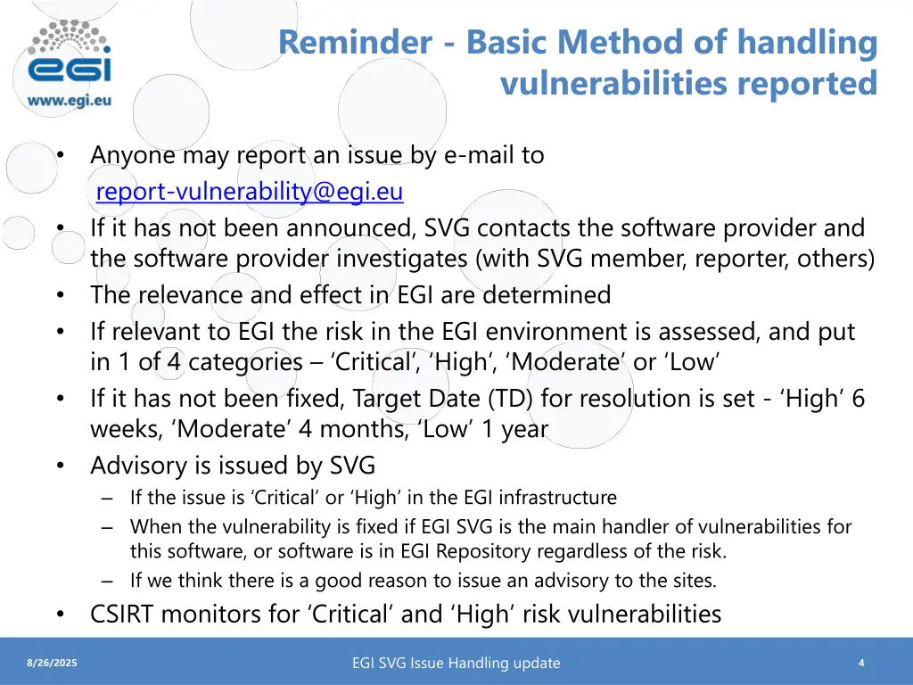 reminder basic method of handling vulnerabilities