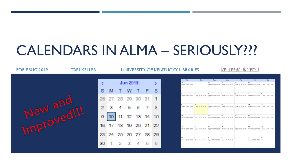 calendars in alma seriously