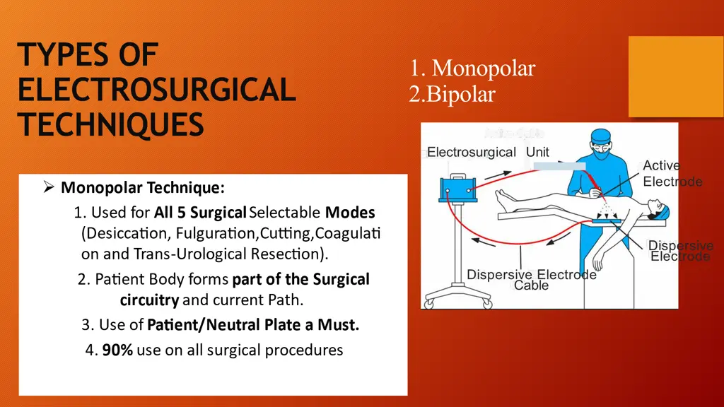 types of electrosurgical techniques